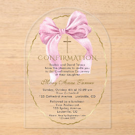 Invitaciones Acrílicas Confirmación transparente del Chica de oro de Char