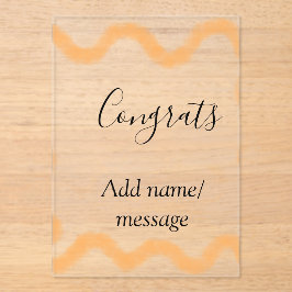 Invitaciones Acrílicas Congrats orange spiral Spanish border boho retro n