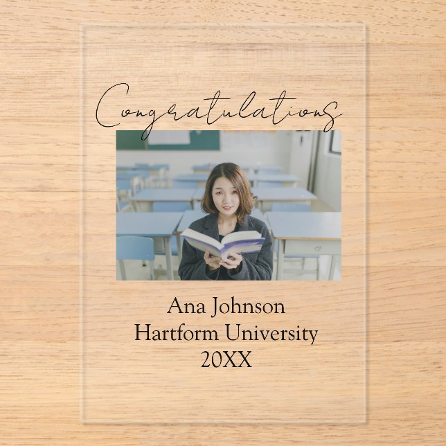 Invitaciones Acrílicas Congratulations photo graduate name university yea (Anverso)