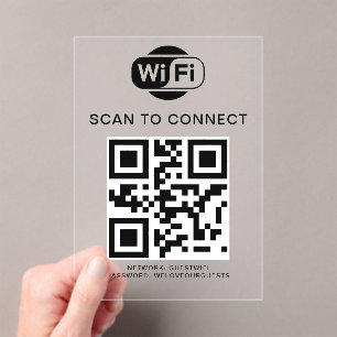 Invitaciones Acrílicas Contraseña de Wifi   Análisis de código QR para co
