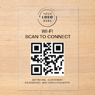 Invitaciones Acrílicas Contraseña de Wifi Análisis de código QR para co