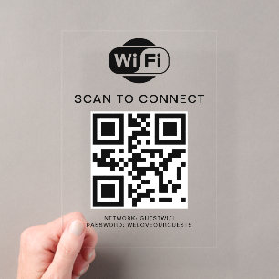 Invitaciones Acrílicas Contraseña Wifi Código QR Escanear para Conectar