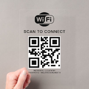Invitaciones Acrílicas Contraseña Wifi Código QR Escanear para Conectar