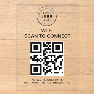 Invitaciones Acrílicas Contraseña Wifi Código QR Escanear para Conectar