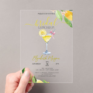 Invitaciones Acrílicas Copa de cóctel limón almuerzo nupcial