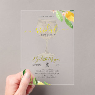 Invitaciones Acrílicas Copa de Cóctel Limón Fruta Almuerzo Nupcial