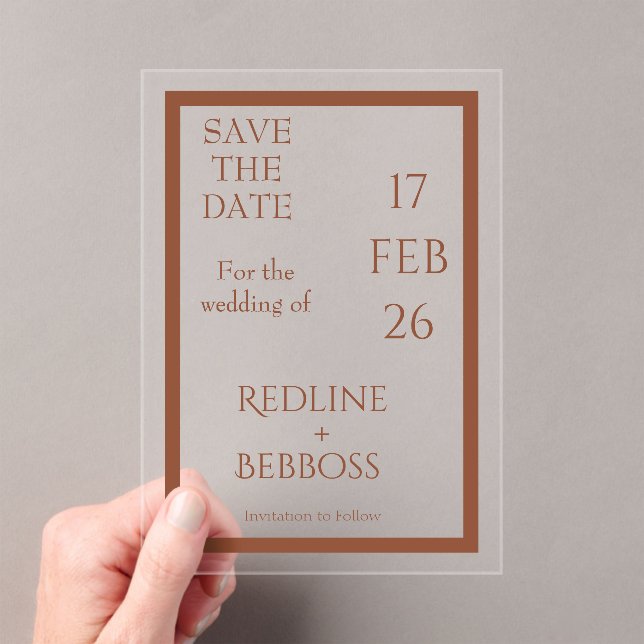 Invitaciones Acrílicas Copper Elegant Modern Wedding (Insitu (portátil))