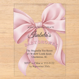 Invitaciones Acrílicas Coqueta de Lujo Rosa Arco Cumpleaños Niña Acrílico