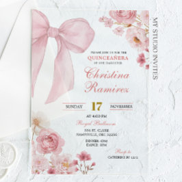 Invitaciones Acrílicas Coqueta rosa de vaca Quinceanera