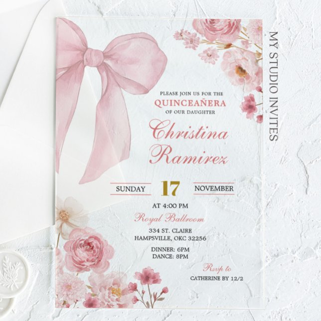 Invitaciones Acrílicas Coqueta rosa de vaca Quinceanera (Subido por el creador)