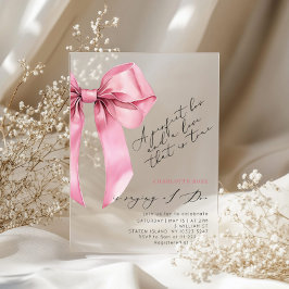 Invitaciones Acrílicas Coquette Bow Rosa Elegant Bridal Shower