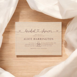 Invitaciones Acrílicas Corazón Caligrafía Minimalista Lluvia de Novia Mar