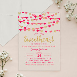 Invitaciones Acrílicas Corazones de amor colgantes cumpleaños pequeño amo