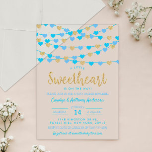 Invitaciones Acrílicas Corazones de Amor Colgantes Little Sweetheart Baby