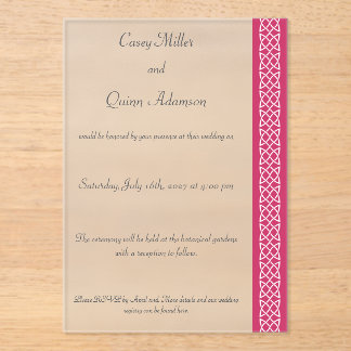 Invitaciones Acrílicas Corazones de Tejido Celta en Boda de Acrílico Fram