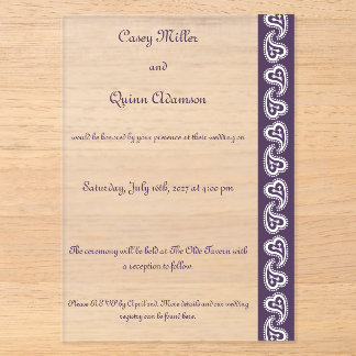 Invitaciones Acrílicas Corazones Dulces Paisley en Acrílico de Boda Morad