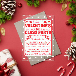 Invitaciones Acrílicas Corazones Feliz Día de San Valentín Patrón de Amor