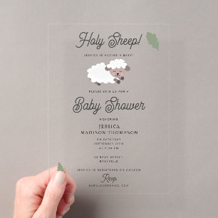 Invitaciones Acrílicas Corderito adorable oveja sagrada fiesta de bebé di