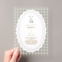 cordero rústico adorable verde salvia gingham | Ba