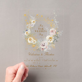 Invitaciones Acrílicas corona botánica caprichosa boda romántica boho