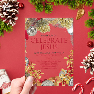 Invitaciones Acrílicas CORONA DE CELEBRACIÓN DE JESÚS Fiesta de Navidad