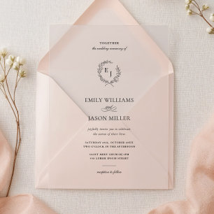 Invitaciones Acrílicas Corona de Laurel Elegante Boda Minimalista
