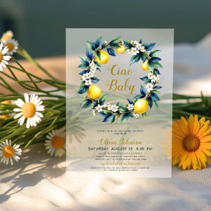 Invitaciones Acrílicas Corona de limón Ciao Baby de acrílico transparente