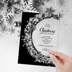 Invitaciones Acrílicas Corona de Navidad Fiesta Estrella de Plata
