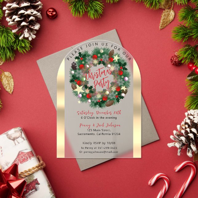 Invitaciones Acrílicas Corona de Navidad lujosa escarchada (Insitu (Vacaciones))