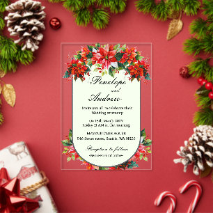 Invitaciones Acrílicas Corona de Poinsettia de los Andes Boda