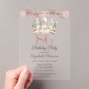Invitaciones Acrílicas Corona floral de Watercor Princess para 80 cumplea