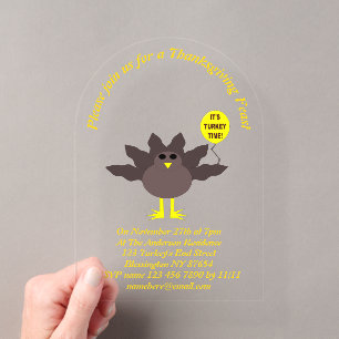 Invitaciones Acrílicas Costumbre de Acción de Gracias en Tiempo de Pavo