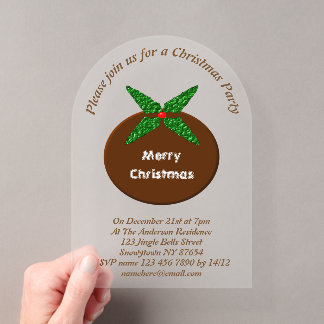 Invitaciones Acrílicas Costumbre del pudín de Navidad