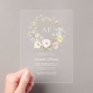 Invitaciones Acrílicas Cottagecore Despedida de Soltera Romántica con Flo