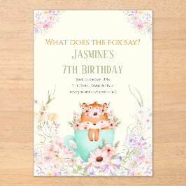 Invitaciones Acrílicas Cozy Fox Flower Forest Magical Birthday Invitation