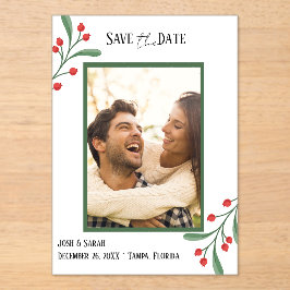 Invitaciones Acrílicas Cranberry Photo Holiday Save the Date Invitation 