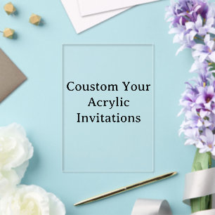 Invitaciones Acrílicas crea tu Acrílico Claro personalizado de 5" x 7"