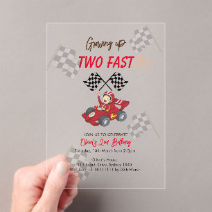 Invitaciones Acrílicas Crecer dos veloces cumpleaños