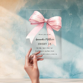Invitaciones Acrílicas Crema rosa crema de arco elegante DULCE 16 transpa