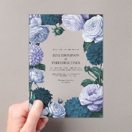 Invitaciones Acrílicas Crepúsculo Marino, Lavanda Niebla y Periwinkle Pla