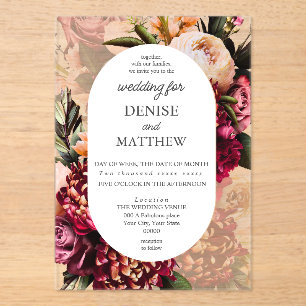Invitaciones Acrílicas Crisantemo romántico