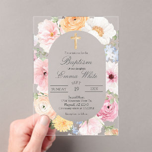 Invitaciones Acrílicas Crucifijo acrílico bautismo