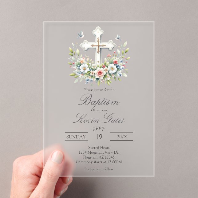 Invitaciones Acrílicas Crucifix  baptismInvitation (Insitu (portátil))