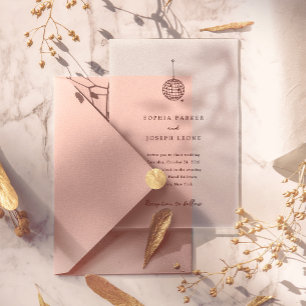 Invitaciones Acrílicas Cualquier bola de disco Minimalista de color   Bod