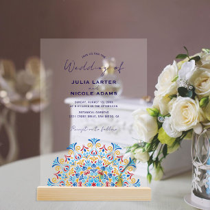 Invitaciones Acrílicas Cultura Tribal Folclórica País Cresta Mandala Boda