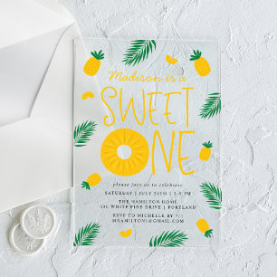 Invitaciones Acrílicas Cumpleaños 1º del Sweet One Piña