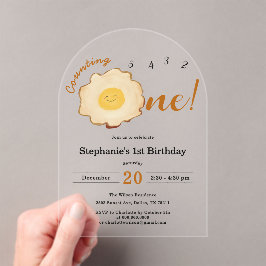 Invitaciones Acrílicas Cumpleaños 1º Huevo Frito Adorable