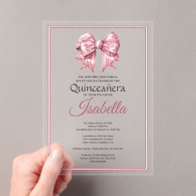 Cumpleaños 15 Elegante Lazo Rosa Quinceañera