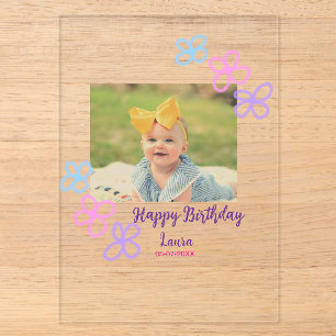 Invitaciones Acrílicas Cumpleaños 1er bebé niños agregar nombre fecha agr