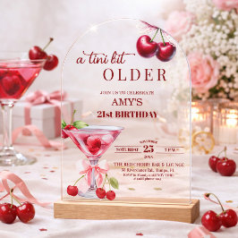 Invitaciones Acrílicas Cumpleaños 21 Chic A Tini Bit Older Cherry Martini